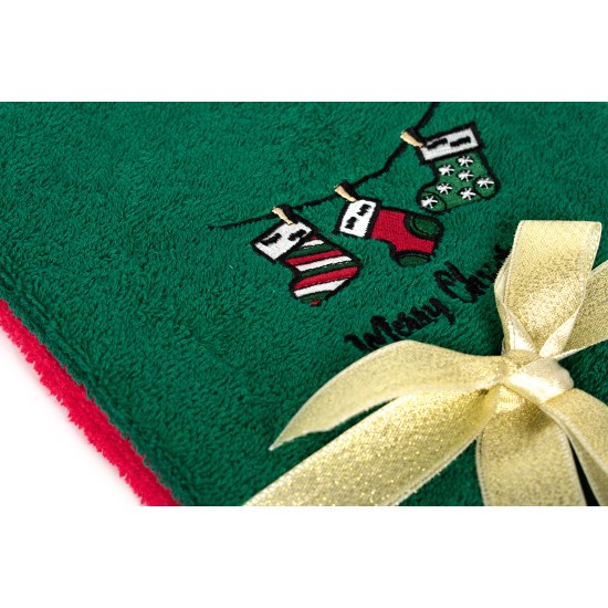 Πετσέτες Χριστουγεννιάτικες 0 Σετ Christmas Time Socks Red-Green Cotton Dimcol (40x60) 2Τεμ