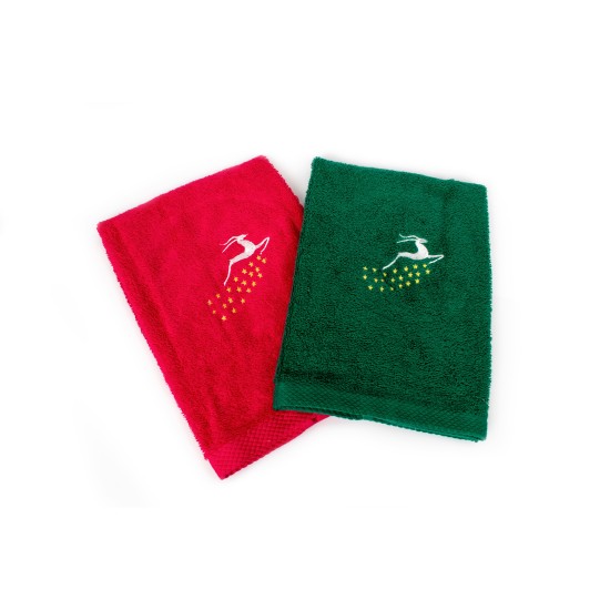 Πετσέτες Χριστουγεννιάτικες 0 Σετ Christmas Time Reindeer Red-Green Cotton Dimcol (40x60) 2Τεμ
