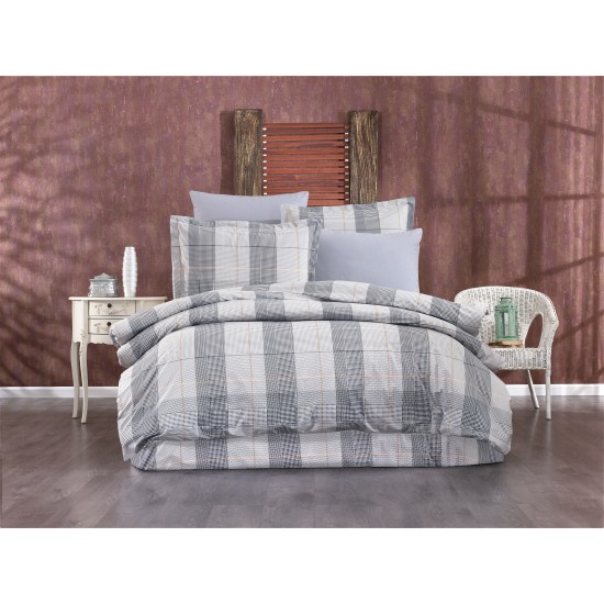 Παπλωματοθήκη Φανελένια Υπέρδιπλη Αντιγόνη 339 Grey Cotton Dimcol (220x240) 1Τεμ