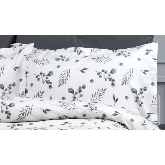 Μαξιλαροθήκη Φανελένια Μυρτώ 350 Grey Cotton Dimcol (50x70) 1Τεμ