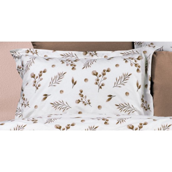 Μαξιλαροθήκη Φανελένια Μυρτώ 352 Beige Cotton Dimcol (50x70) 1Τεμ