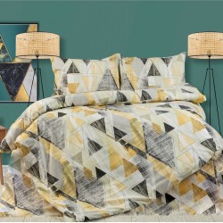 Σεντόνια Φανελένια Υπέρδιπλα Σετ Geometrical 333 Beige Flannel Cotton Dimcol (220x240) 4Τεμ