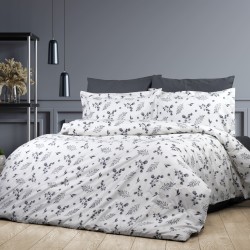 Σεντόνια Φανελένια Υπέρδιπλα Σετ Μυρτώ 350 Grey Cotton Dimcol (220x240) 4Τεμ