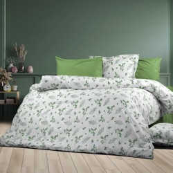 Σεντόνια Φανελένια Υπέρδιπλα Σετ Μυρτώ 351 Green Cotton Dimcol (220x240) 4Τεμ