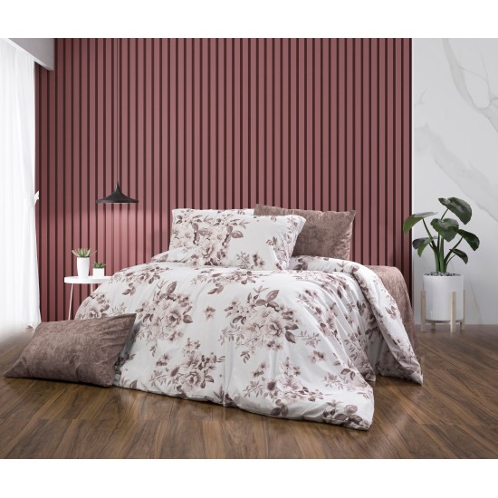 Σεντόνια Μονά Σετ Βερονίκη 488 White-Mocha Dimcol (160x240) 3Τεμ