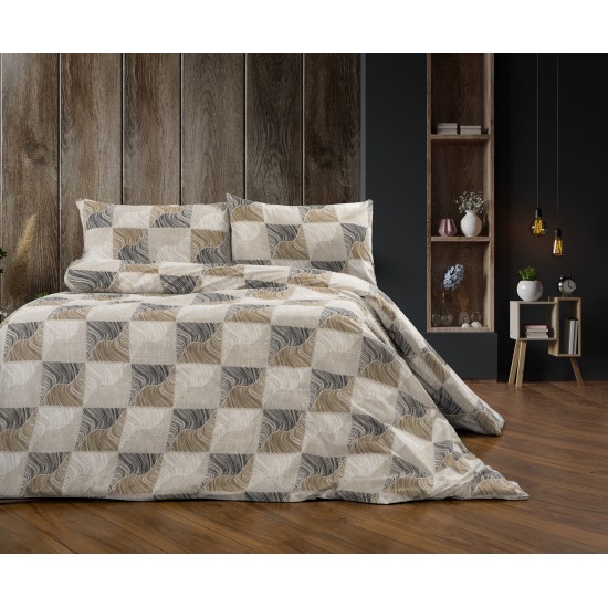 Σεντόνια Μονά Σετ Κλεοπάτρα 609 Beige-Black Dimcol (160x240) 3Τεμ