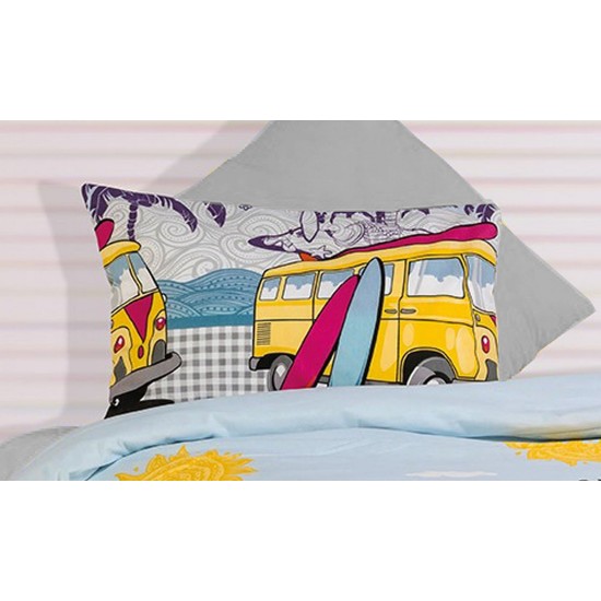 Μαξιλαροθήκη Aloha 393 Grey-Sky Blue Polycotton Dimcol (50x70) 1Τεμ