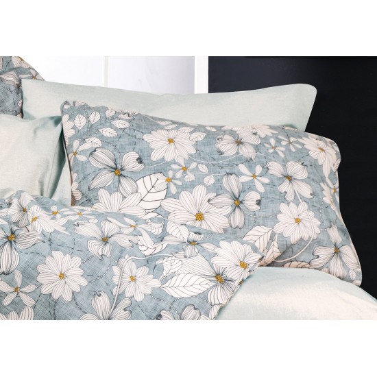 Μαξιλαροθήκη Ήρα 425 White-Denim Blue Polycotton Dimcol (50x70) 1Τεμ