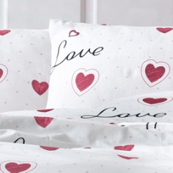 Μαξιλαροθήκη Print Έρως 301 White-Red Dimcol (50x70) 1Τεμ