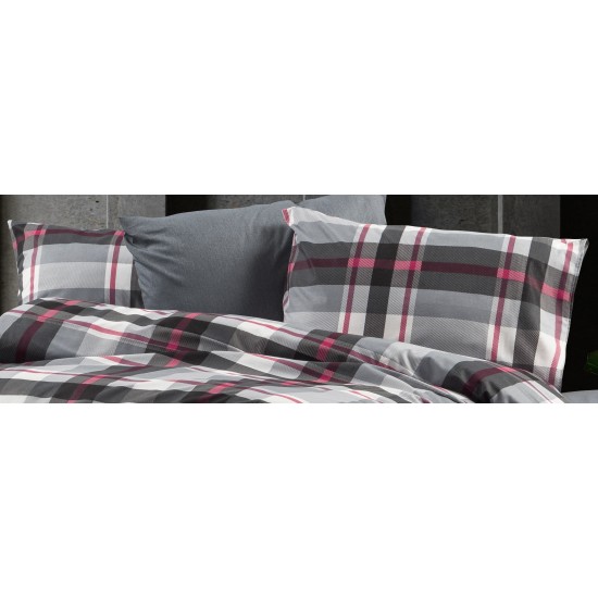 Μαξιλαροθήκη Εκάβη 424 Grey-Bordeaux Polycotton Dimcol (50x70) 1Τεμ