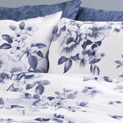 Μαξιλαροθήκη Print Βερονίκη 486 White-Blue Dimcol (50x70) 1Τεμ