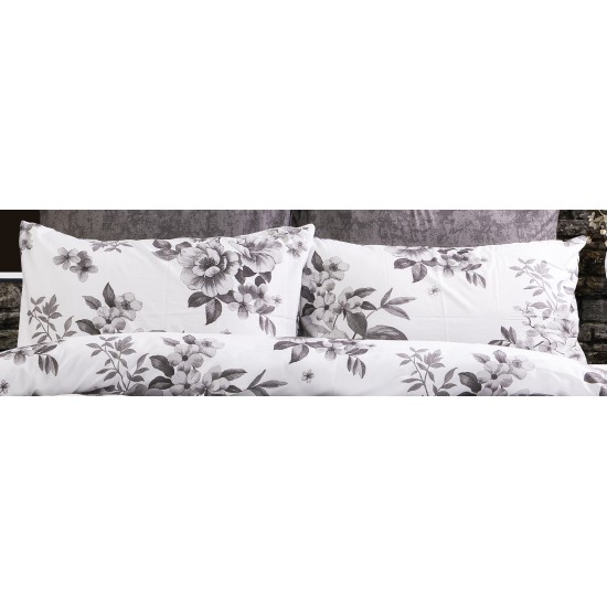 Μαξιλαροθήκη Print Βερονίκη 487 White-Grey Dimcol (50x70) 1Τεμ