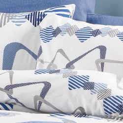 Μαξιλαροθήκη Print Δαρεία 489 White-Blue Dimcol (50x70) 1Τεμ