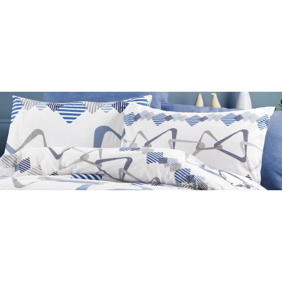 Μαξιλαροθήκη Print Δαρεία 489 White-Blue Dimcol (50x70) 1Τεμ