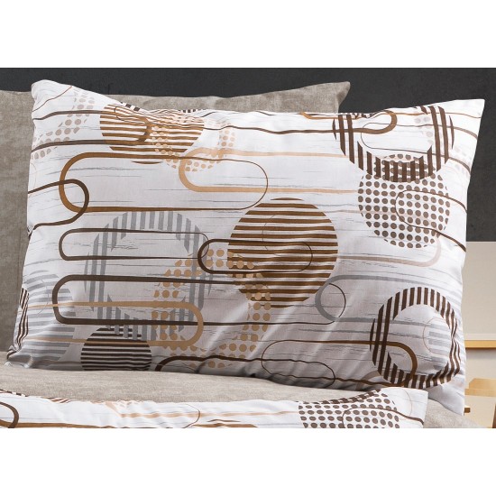 Μαξιλαροθήκη Print Διώνη 600 White-Mocha Dimcol (50x70) 1Τεμ