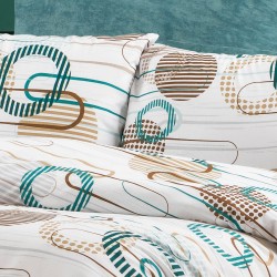 Μαξιλαροθήκη Print Διώνη 601 White-Petrol Dimcol (50x70) 1Τεμ