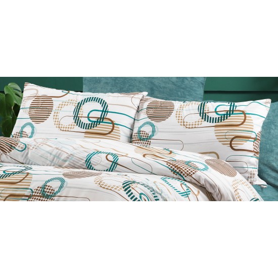 Μαξιλαροθήκη Print Διώνη 601 White-Petrol Dimcol (50x70) 1Τεμ