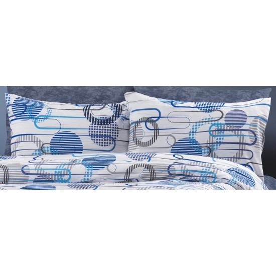 Μαξιλαροθήκη Print Διώνη 602 White-Blue Dimcol (50x70) 1Τεμ