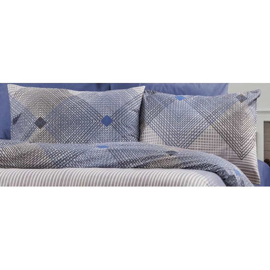 Μαξιλαροθήκη Print Καλλιρόη 604 Grey-Blue Dimcol (50x70) 1Τεμ