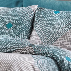 Μαξιλαροθήκη Print Καλλιρόη 605 Grey-Petrol Dimcol (50x70) 1Τεμ