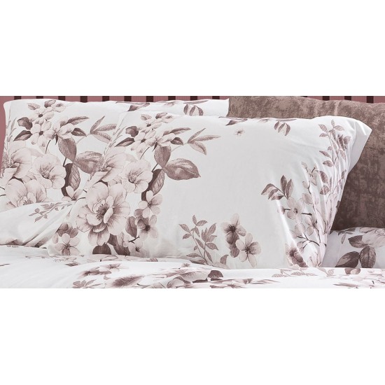 Μαξιλαροθήκη Βερονίκη 488 White-Mocha Dimcol (50x70) 1Τεμ