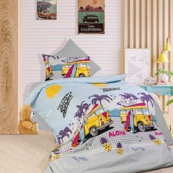 Πάπλωμα Μονό Aloha 393 Grey-Sky Blue Polycotton Dimcol (160x240) 1Τεμ