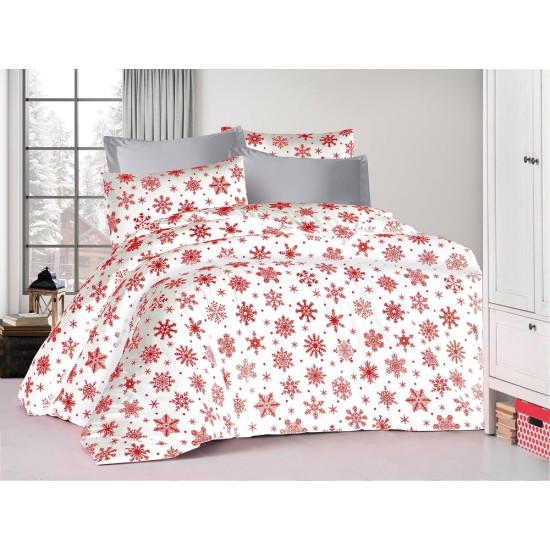 Παπλωματοθήκη Υπέρδιπλη Snowflake 462 White-Red Dimcol (220x240) 1Τεμ