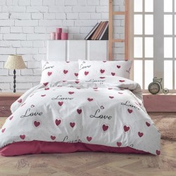 Πάπλωμα Μονό Print Έρως 301 White-Red Dimcol (160x240) 1Τεμ