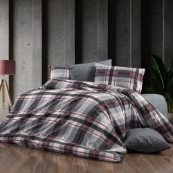 Σεντόνια Μονά Σετ Εκάβη 424 Grey-Bordeaux Polycotton Dimcol (160x240) 3Τεμ