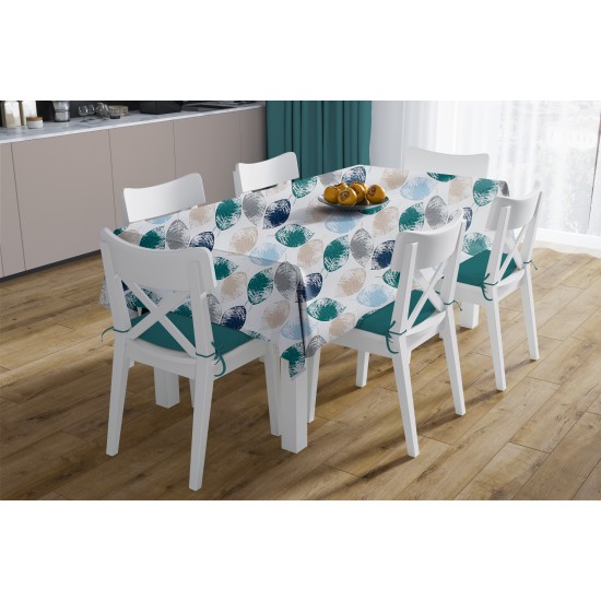 Σετ Τραπεζαρίας Αλέκιαστο Leaves 466 Petrol (Τραπεζομάντηλο 140x3000 & Τραβέρσα 40x300) Dimcol 2Τεμ