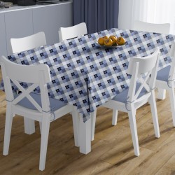 Τραπεζομάντηλο Αλέκιαστο Checkered 468 Blue Dimcol (140x300) 1Τεμ