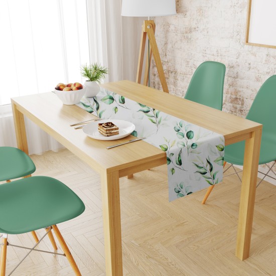 Τραβέρσα Αλέκιαστη Green Leaves 462 White-Green Dimcol (40x180) 1Τεμ