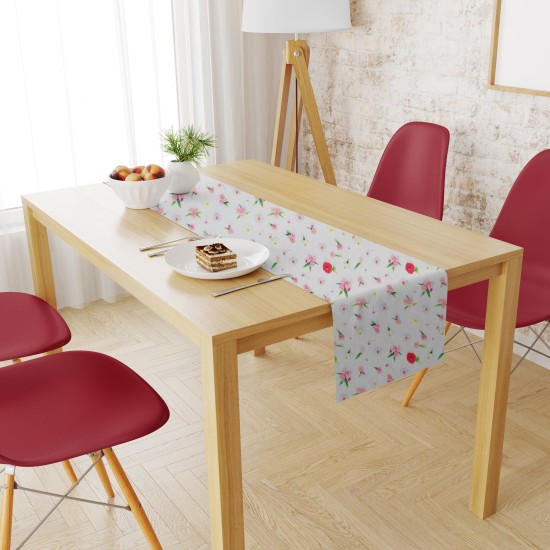 Τραβέρσα Αλέκιαστη Daisies 463 White-Pink Dimcol (40x180) 1Τεμ