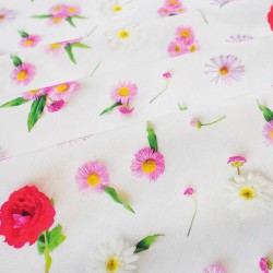 Σετ Τραπεζαρίας Αλέκιαστο Daisies 463 White-Pink (Τραπεζομάντηλο 140x220 , Τραβέρσα 40x220) Dimcol 2Τεμ