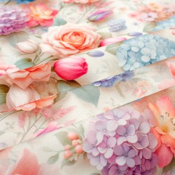 Σετ Τραπεζαρίας Αλέκιαστο Ορτανσίες 464 Multi (Τραπεζομάντηλο 140x220 , Τραβέρσα 40x220) Dimcol 2Τεμ