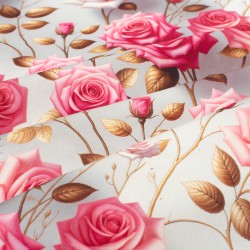 Σετ Τραπεζαρίας Αλέκιαστο Roses 465 Grey-Pink (Τραπεζομάντηλο 140x220 , Τραβέρσα 40x220) Dimcol 2Τεμ