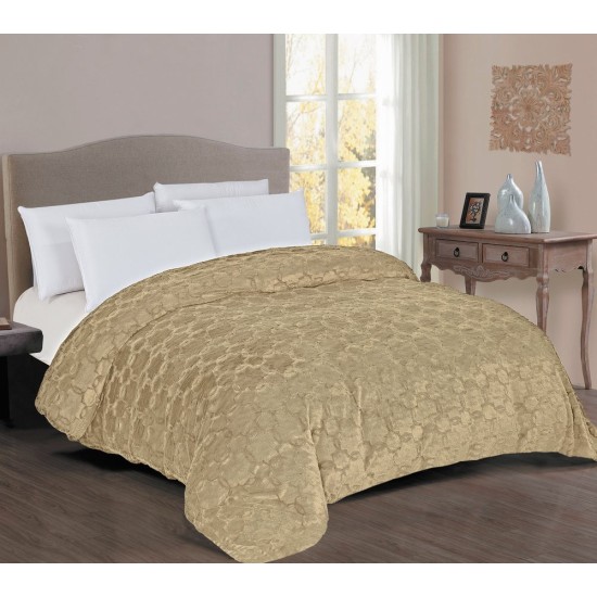 Κουβερτοπάπλωμα Με Γούνα-Sherpa Μονό 1830 Beige 730 gsm Dimcol (160x220) 1Τεμ