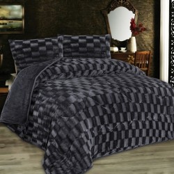 Κουβερτοπάπλωμα Mε εφέ Μονό Fleece 1940 Grey-Black 750 Gsm Dimcol (160x220) 1Τεμ