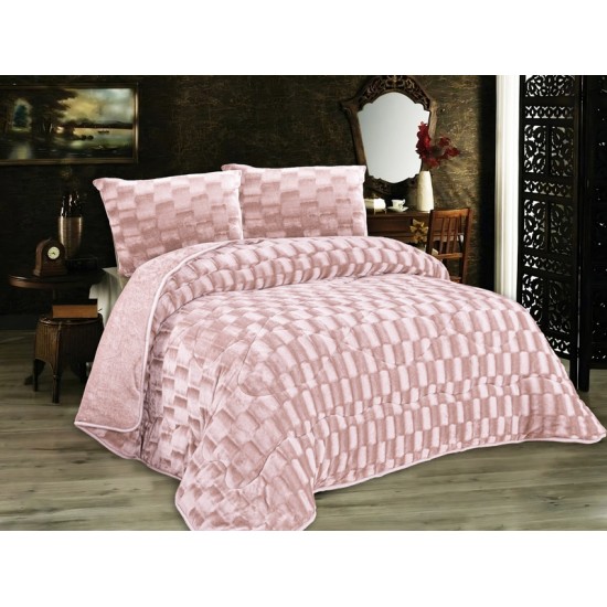Κουβερτοπάπλωμα Mε εφέ Μονό Fleece 1940 Salmon Rose 750 Gsm Dimcol (160x220) 1Τεμ