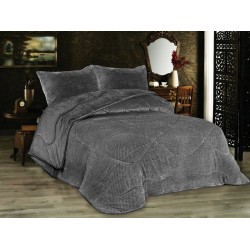 Κουβερτοπάπλωμα Popcorn Μονό Fleece 1950 Grey-Black 700 Gsm Dimcol (160x220) 1Τεμ