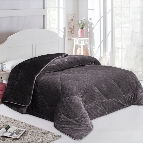 Κουβερτοπάπλωμα Υπέρδιπλο 1960 Grey-Black Waves-Fleece Jacquard Dimcol (220x240) 1Τεμ