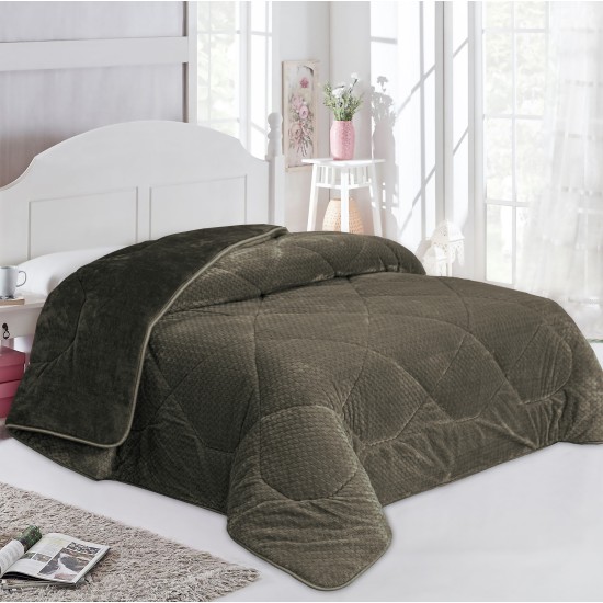 Κουβερτοπάπλωμα Μονό 1960 Olive Waves-Fleece Jacquard Dimcol (160x220) 1Τεμ