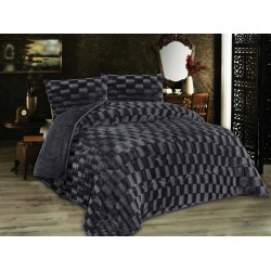 Κουβερτοπάπλωμα Mε εφέ Υπέρδιπλο Fleece 1940 Grey-Black 750 Gsm Dimcol (220x240) 1Τεμ