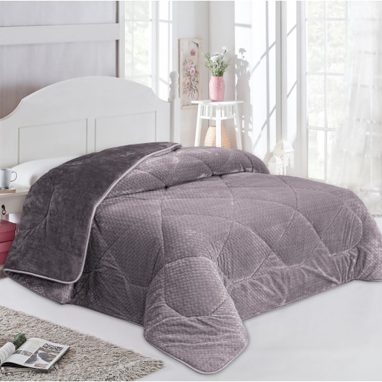 Κουβερτοπάπλωμα Μονό 1960 Grey Waves-Fleece Jacquard Dimcol (160x220) 1Τεμ