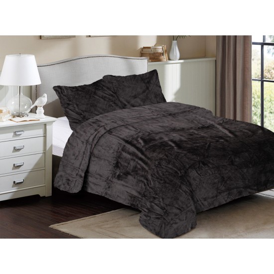 Κουβέρτα Fleece Μονή Solid 08 Grey-Black Coral Dimcol (160x220) 1Τεμ