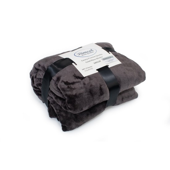 Κουβέρτα Fleece Μονή Solid 08 Grey-Black Coral Dimcol (160x220) 1Τεμ