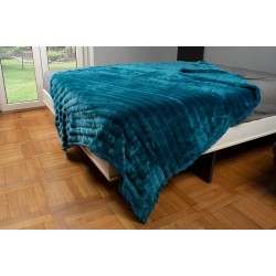 Κουβέρτα Fleece Υπέρδιπλη Coral Ριγέ 13 Petrol Dimcol (220x240) 1Τεμ