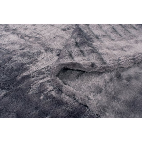 Κουβέρτα Fleece Μονή Coral Ριγέ 16 Grey Dimcol (160x220) 1Τεμ