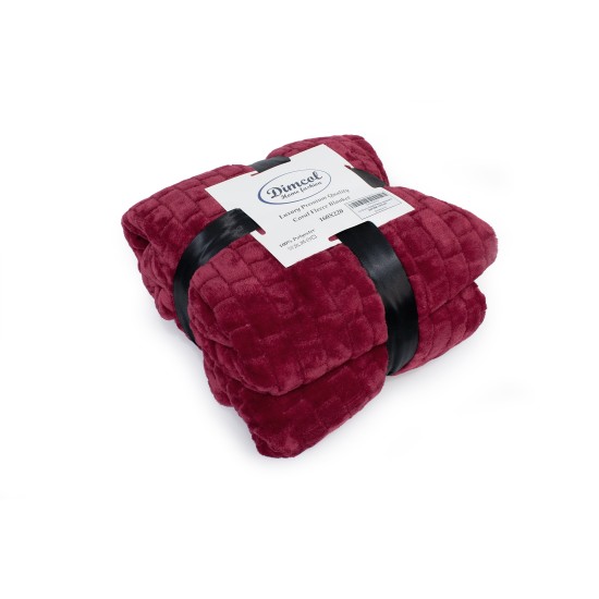 Κουβέρτα Fleece Μονή Brick 04 Bordeaux Coral Jacquard Dimcol (160x220) 1Τεμ