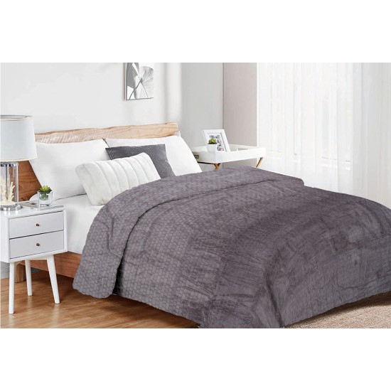 Κουβέρτα Fleece Υπέρδιπλη Brick 06 Grey Coral Jacquard Dimcol (220x240) 1Τεμ